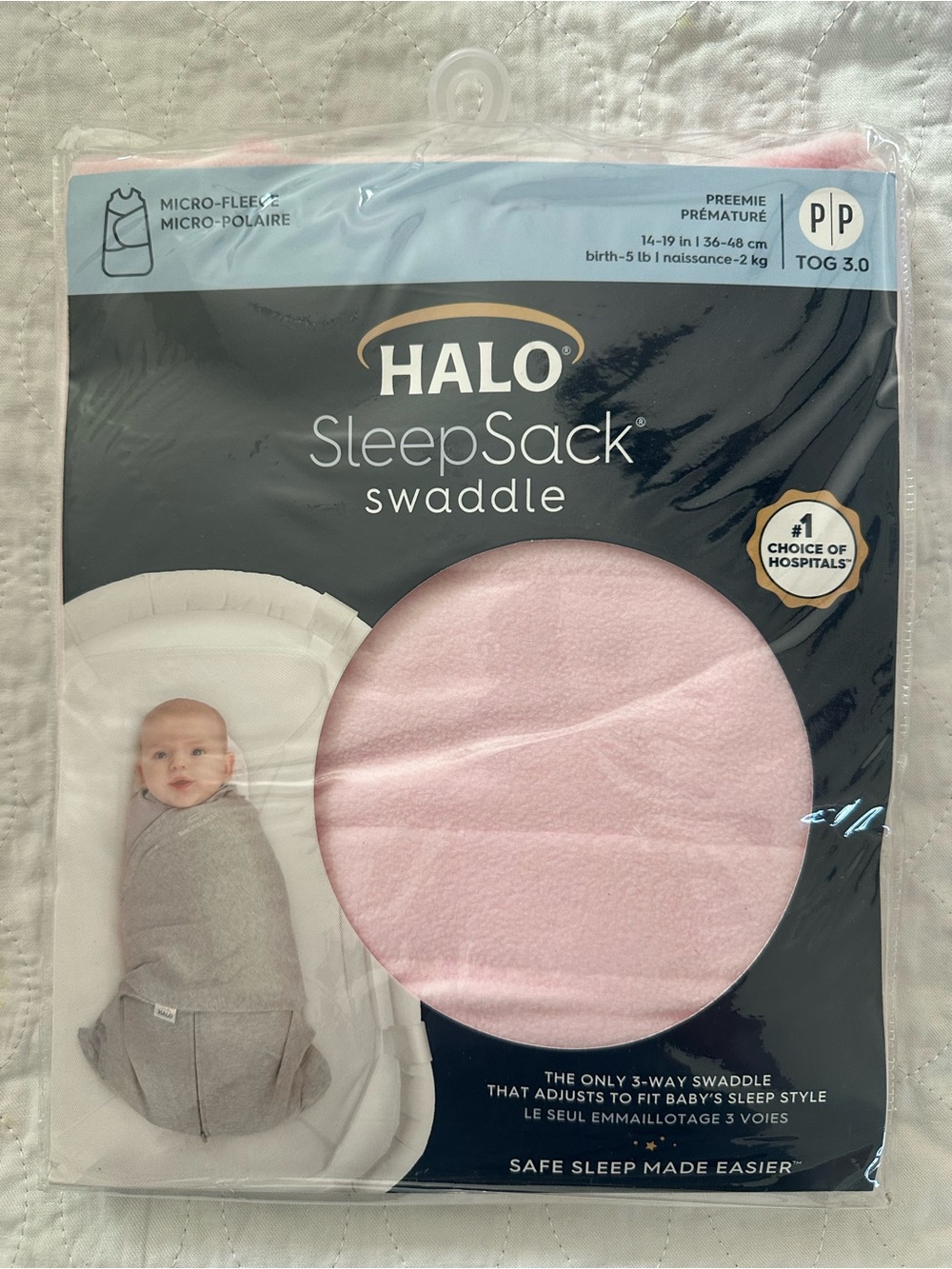 Premie Halo SleepSack Swaddle - Pink Micro-Fleece